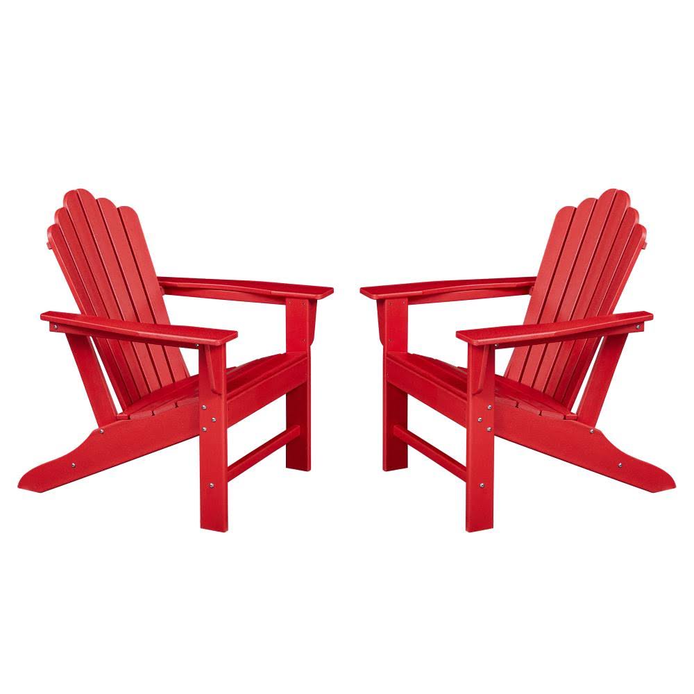 2 Pcs Red Outdoor Adirondack Chair M229