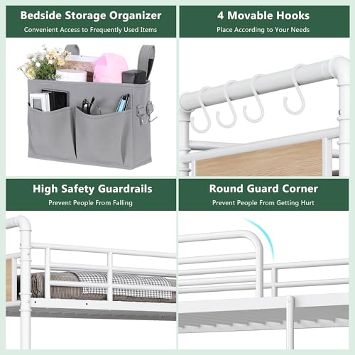 Twin Over Twin Metal Bunk Bed with Safety Guard Rails C7396