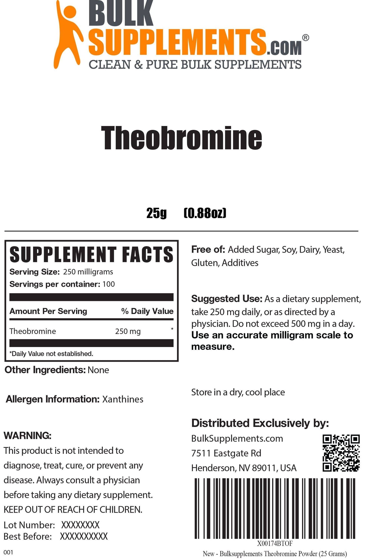 Theobromine Powder 500g Pure Powder G640
