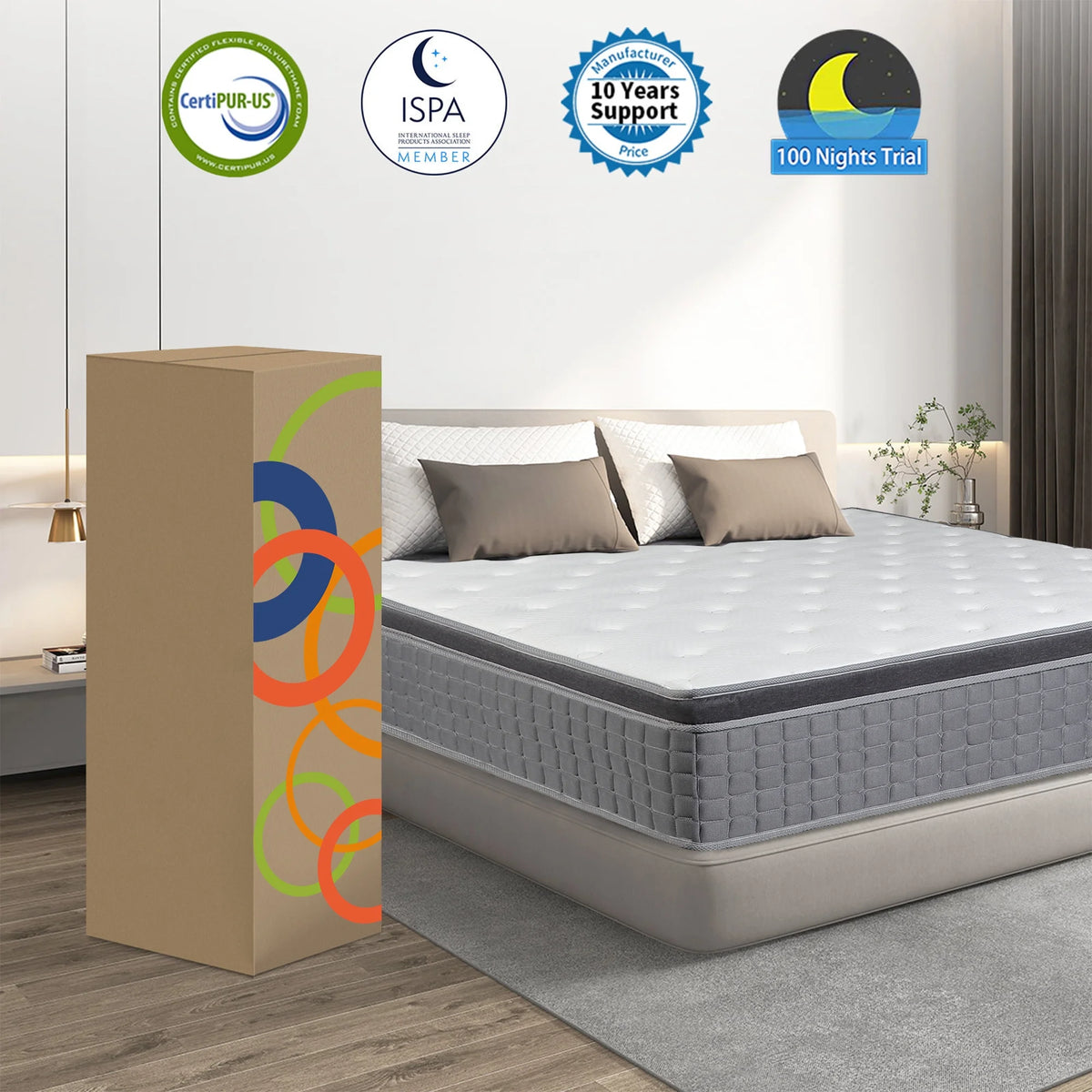14 inch Gel Memory Foam Pocket Spring Hybrid Mattress B80118