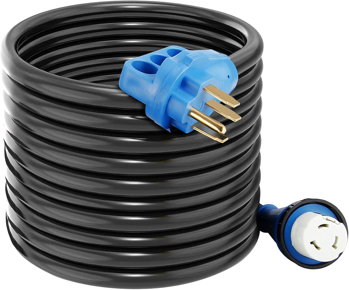 50 Feet RV Power Extension Cord, Heavy Duty STW Wire, Blue G79353