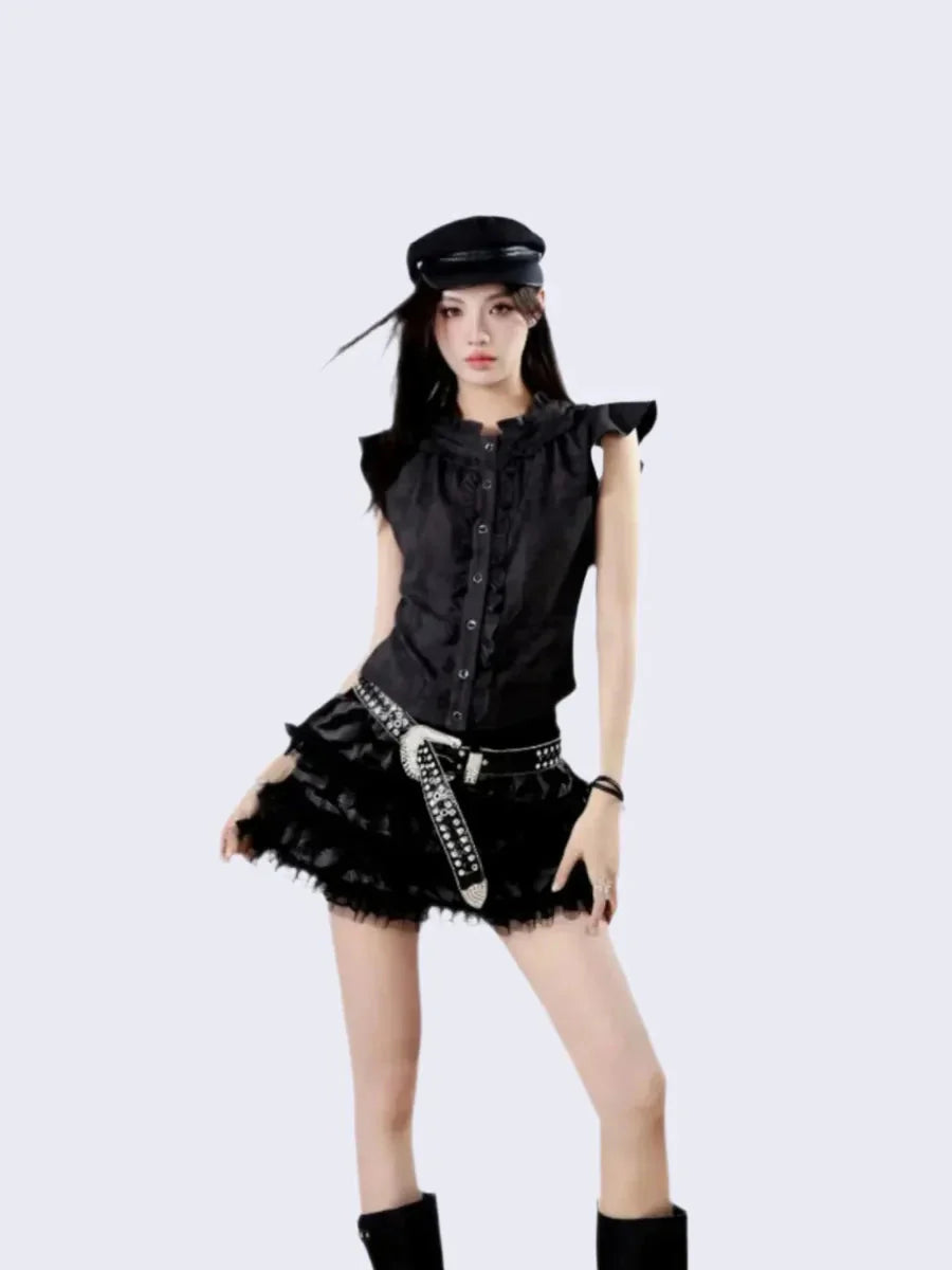 Ruffle Shirts Skirt Set R6384