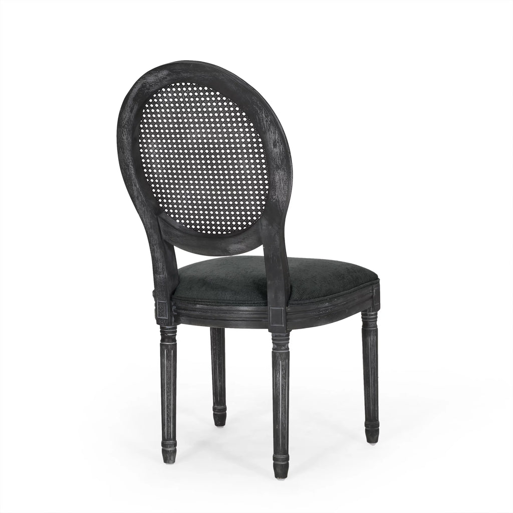 Upholstered Wood and Cane Dining Chairs, Set of 4 H50820