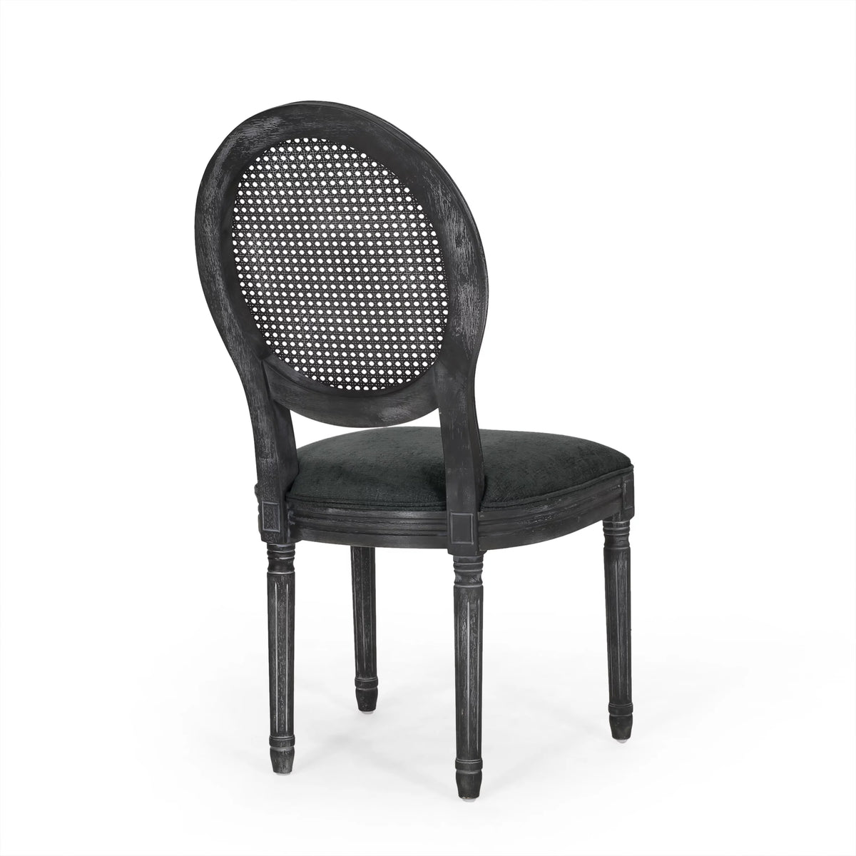 Upholstered Wood and Cane Dining Chairs, Set of 4 H50820