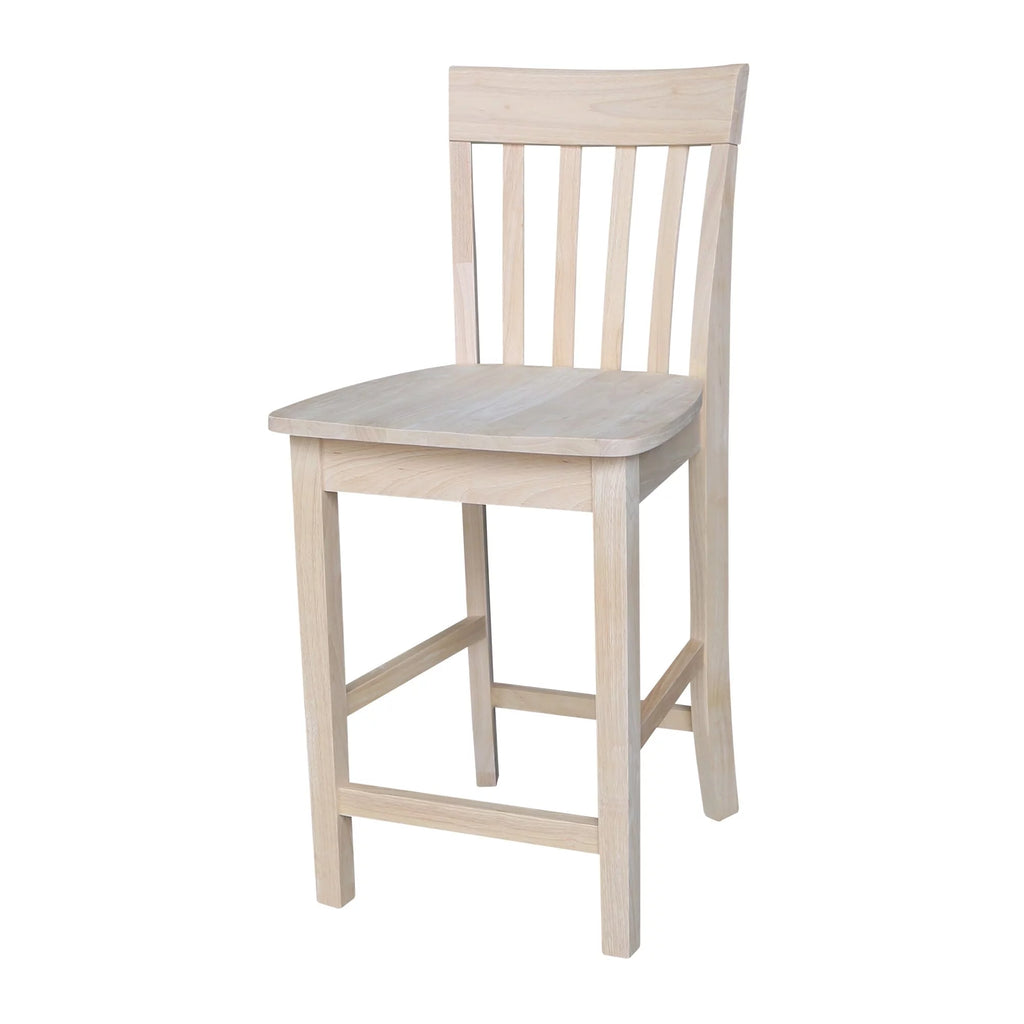 Unfinished Solid Parawood Slatback Counter Height Stool U2994