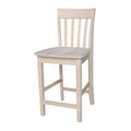 Unfinished Solid Parawood Slatback Counter Height Stool U2994
