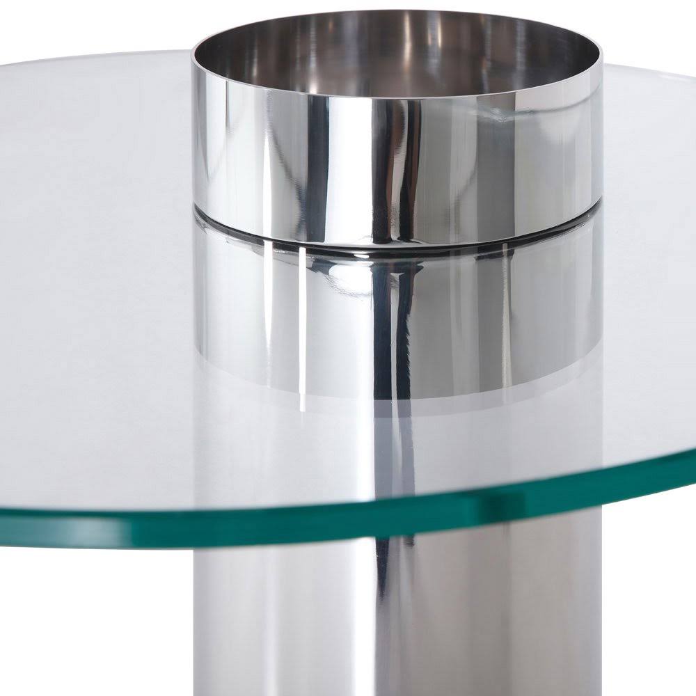 Clear Glass End Table with Stainless Steel and Black Base W9926