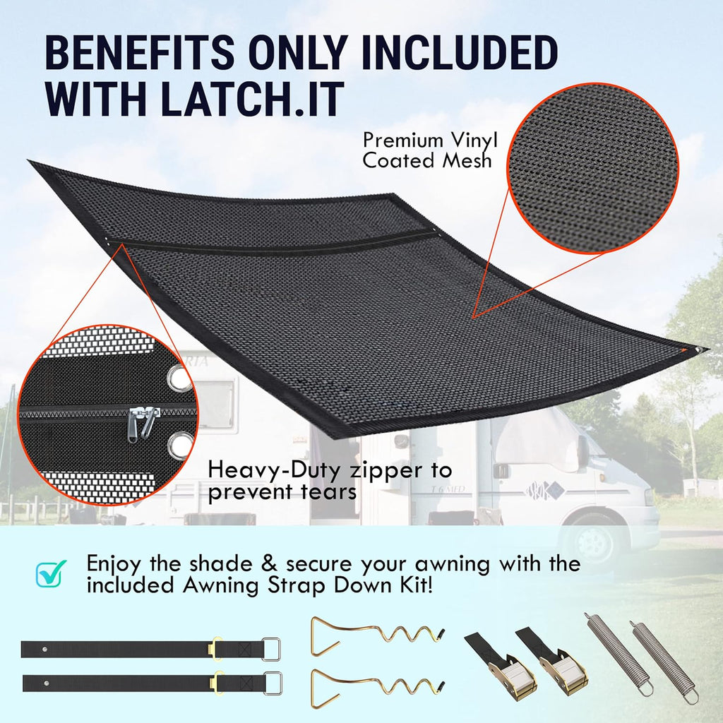 RV Awning Shade Screen 7x9 Mesh UV-Resistant M5996
