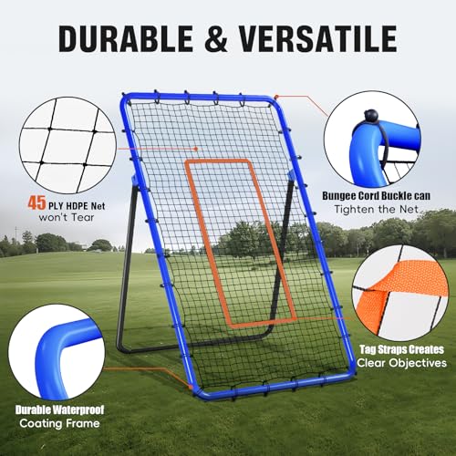 5 Angles Adjustable Volleyball Rebounder Net 7x4 Ft K4690