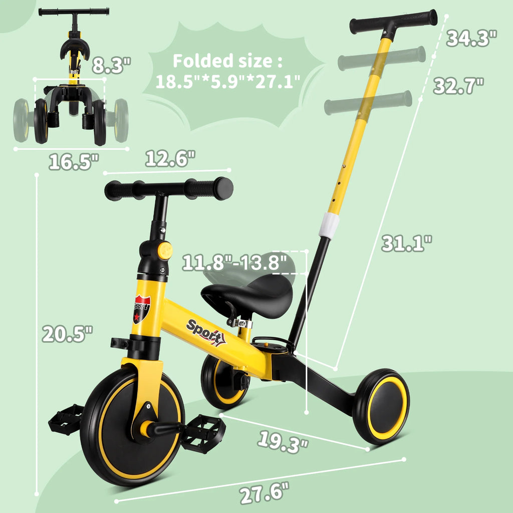 6 in 1 Kids Tricycle with Adjustable Seat and Removable Pedal Z8176