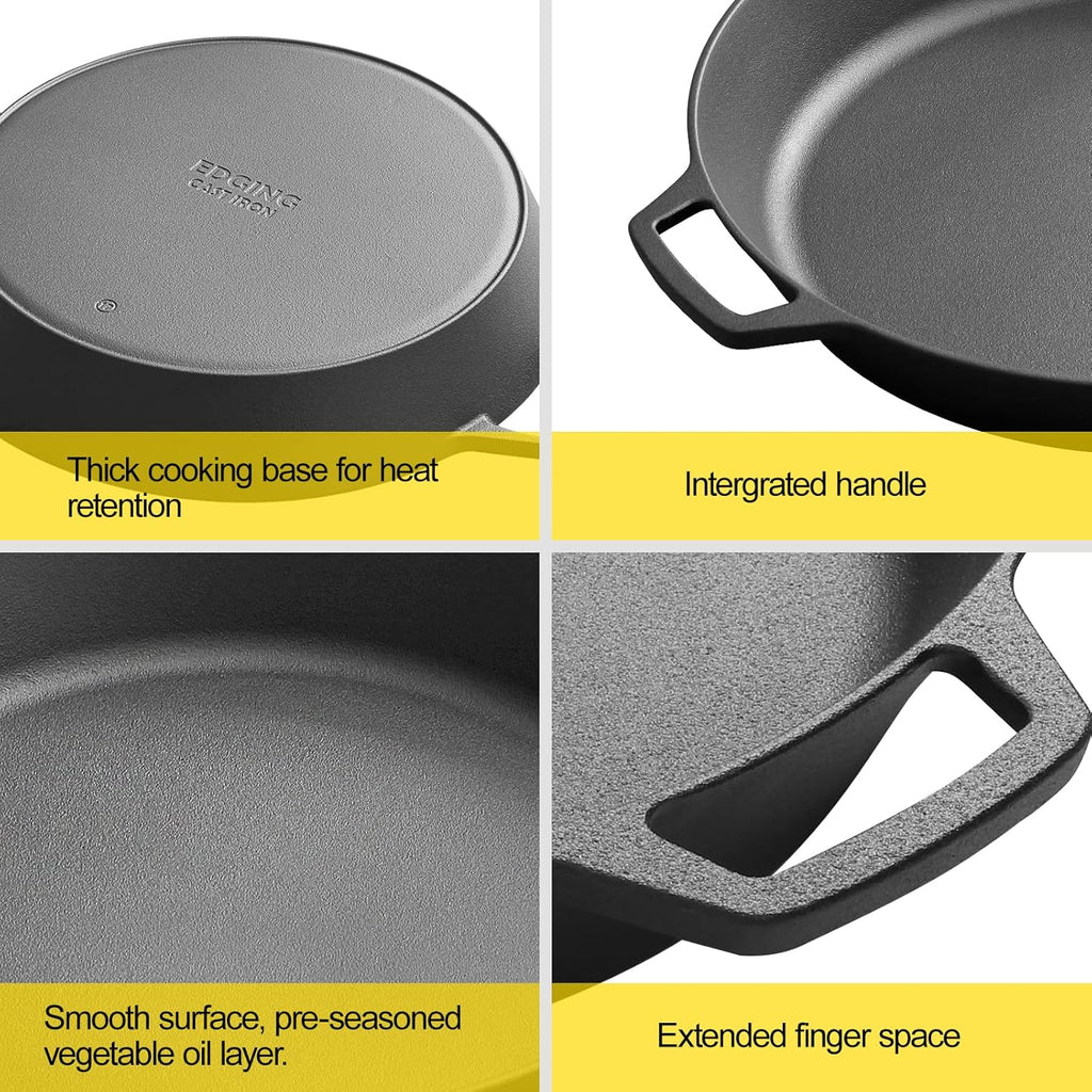 Pre-Seasoned Cast Iron 15 Dual Handle Frying Pan B884