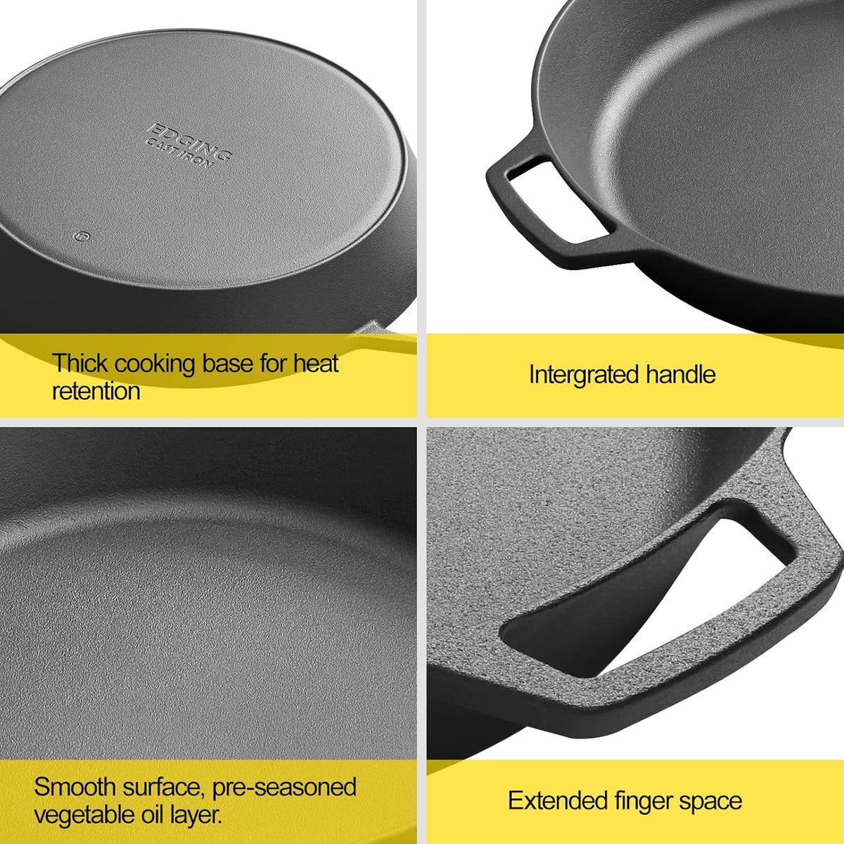 Pre-Seasoned Cast Iron 15 Dual Handle Frying Pan B884
