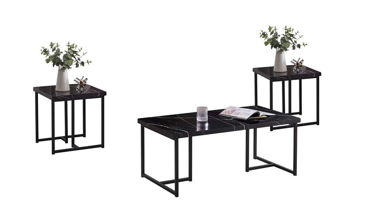 3 Piece Faux Marble Coffee Table End Table Set E614