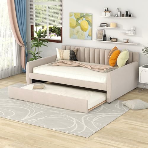 Twin Size Upholstered Daybed with Trundle L9111