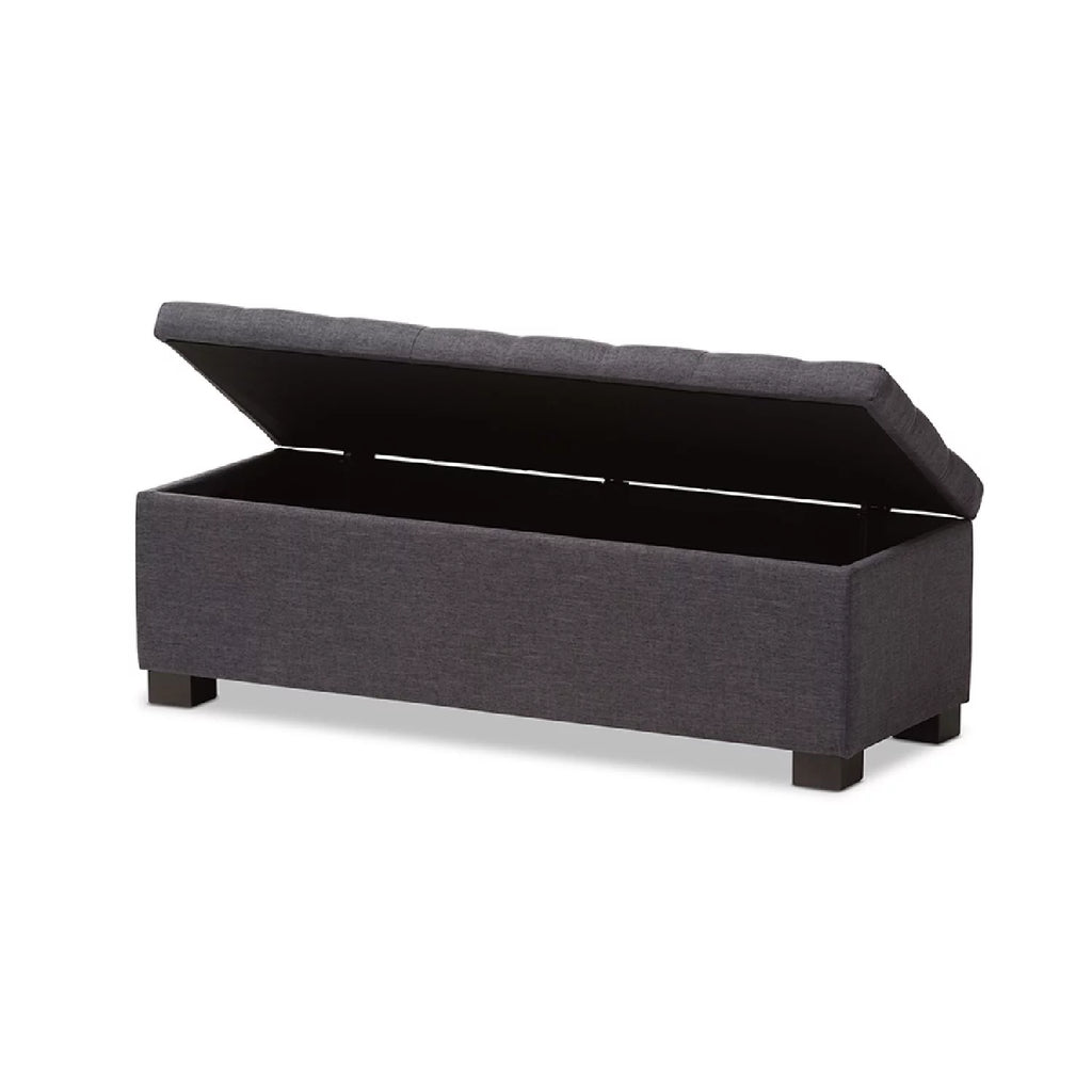 Dark Grey Fabric Storage Ottoman Bench C7451