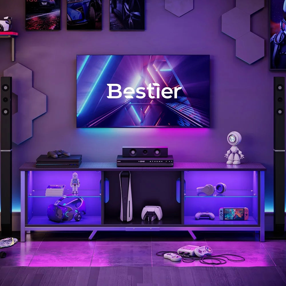 Black TV Stand with LED Lights V586637