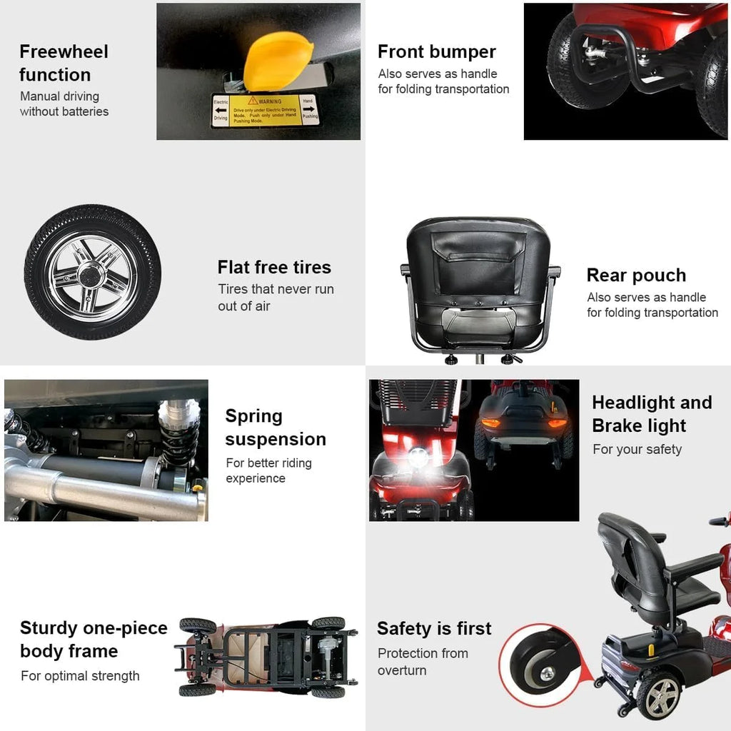 4 Wheel Foldable Mobility Scooter with Charger and Basket S47198