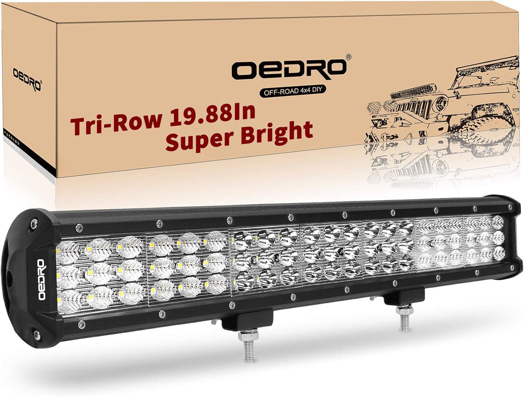 20 Inch 300W Tri-Row Spot Flood Combo Work Light with 4Pcs 4 Inch 27W LED Pods Driving Fog Lamp E123