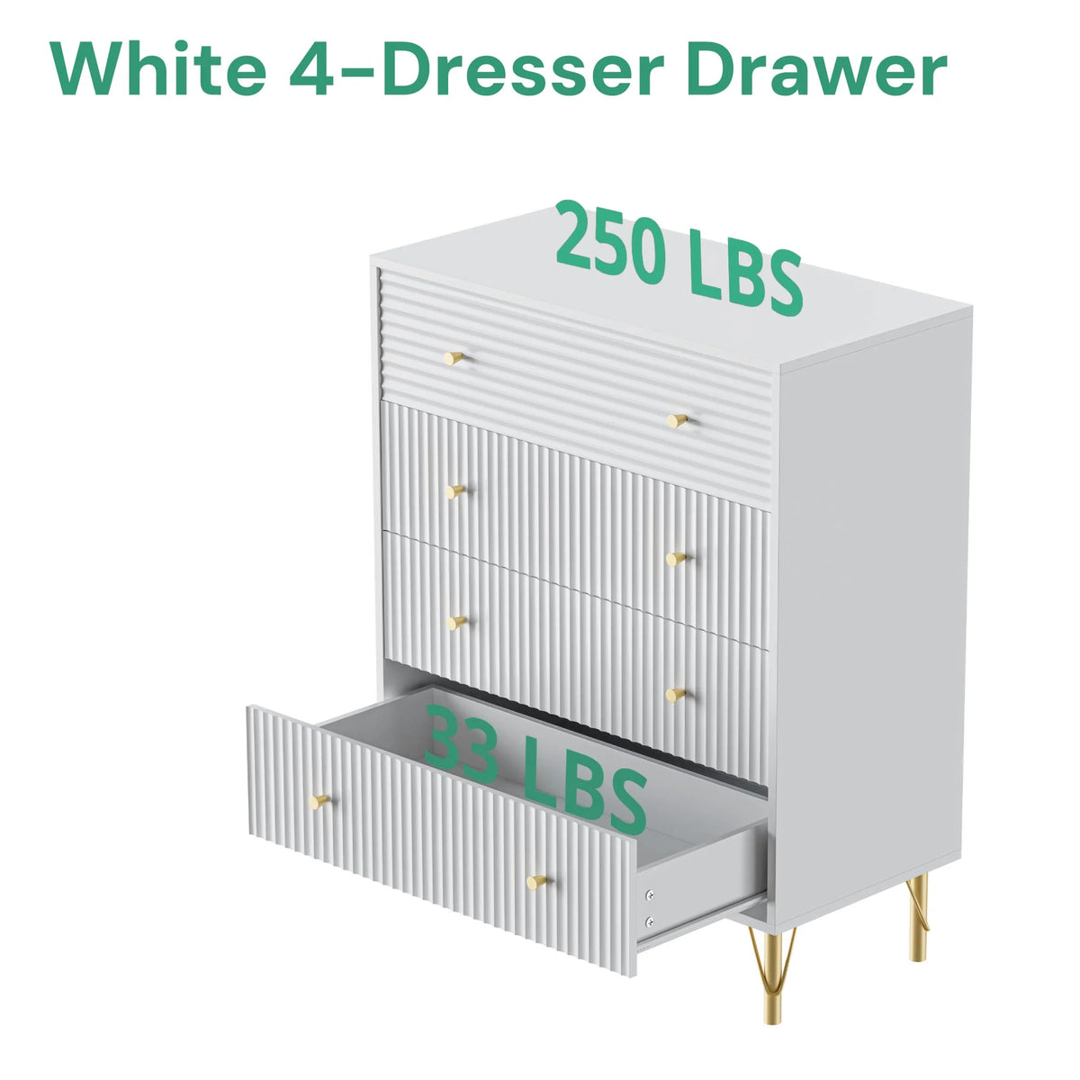 White 4 Drawer Dresser Set of 2 E960