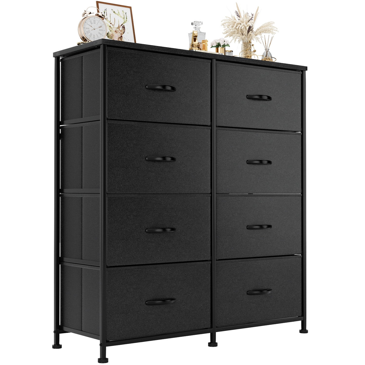 5 Drawer Fabric Dresser with Wood Top T631916