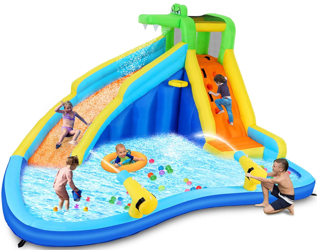 Inflatable Bounce House with Water Slide and Spray Pool E560896