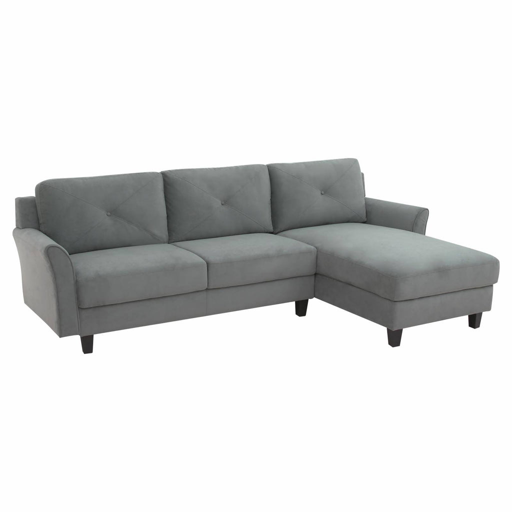 Dark Gray Fabric Sectional Sofa with Curved Arms U147370