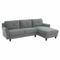 Dark Gray Fabric Sectional Sofa with Curved Arms U147370