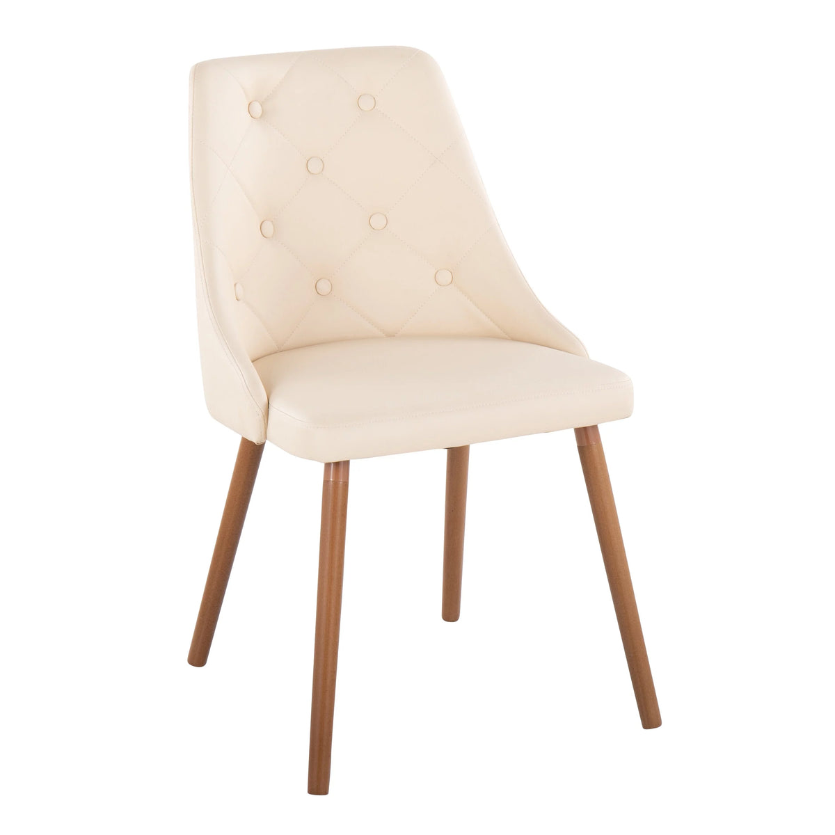 Cream Faux Leather Chair with Tapered Wood Legs Set of 2 J146