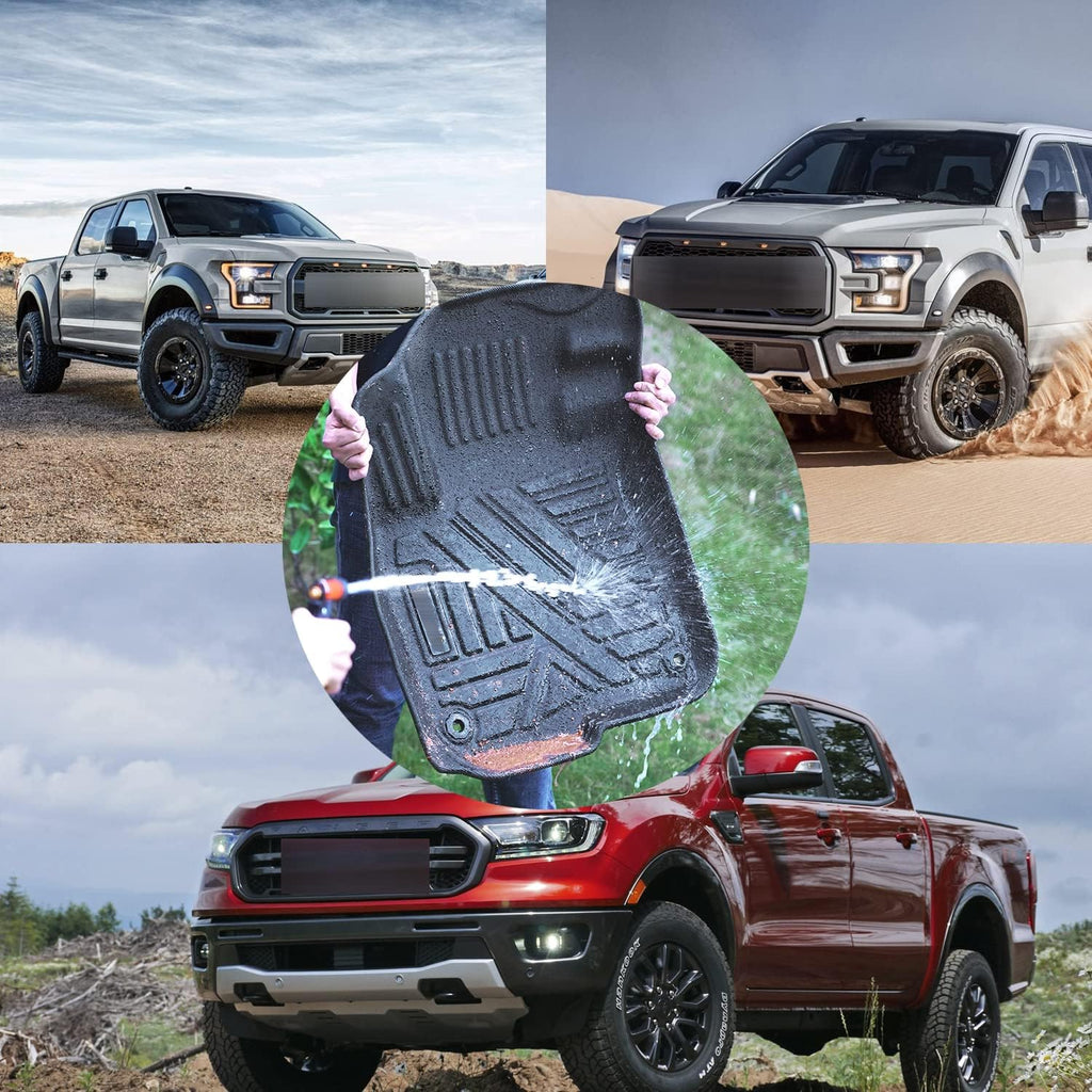 Black TPE Car Floor Mats Custom Full Set for Dodge Ram 1500 Crew Cab R792