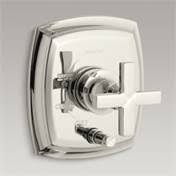 Pressure-Balancing Valve Trim with Push-Button Diverter and Cross Handles S52938