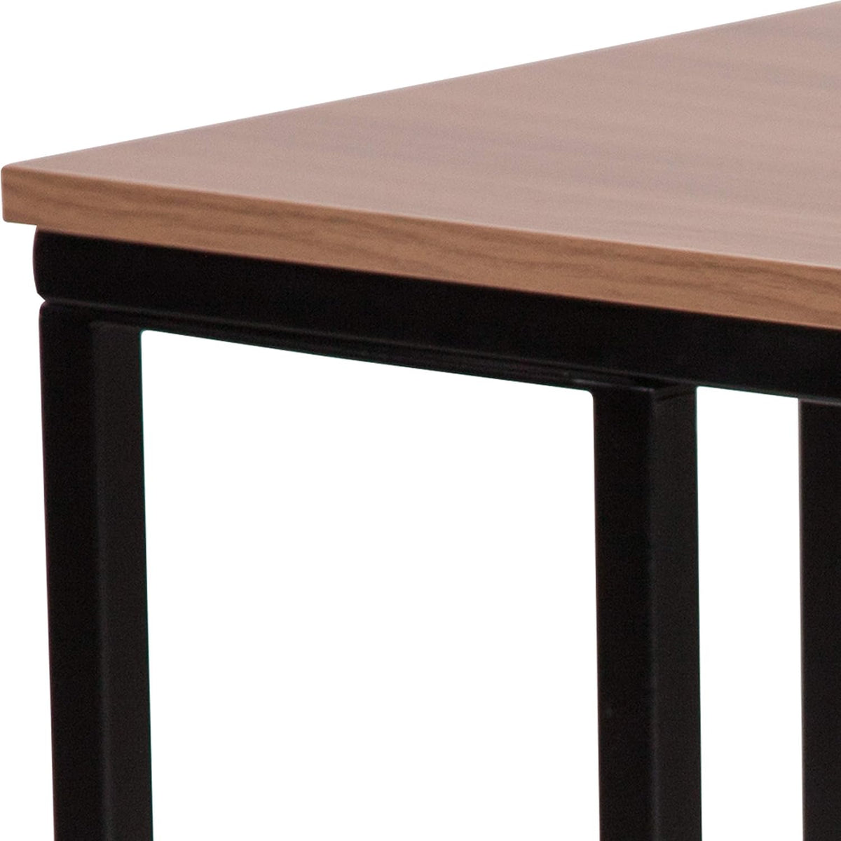 Rustic Wood Grain Finish Side Table with Black Metal Base Pack of 2 V77380