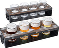 Beer Flight Board with Glasses Serving Caddy in Matte Black Metal and Torched Wood with 4 Beer Tasting Glass, Set of 2 F6570