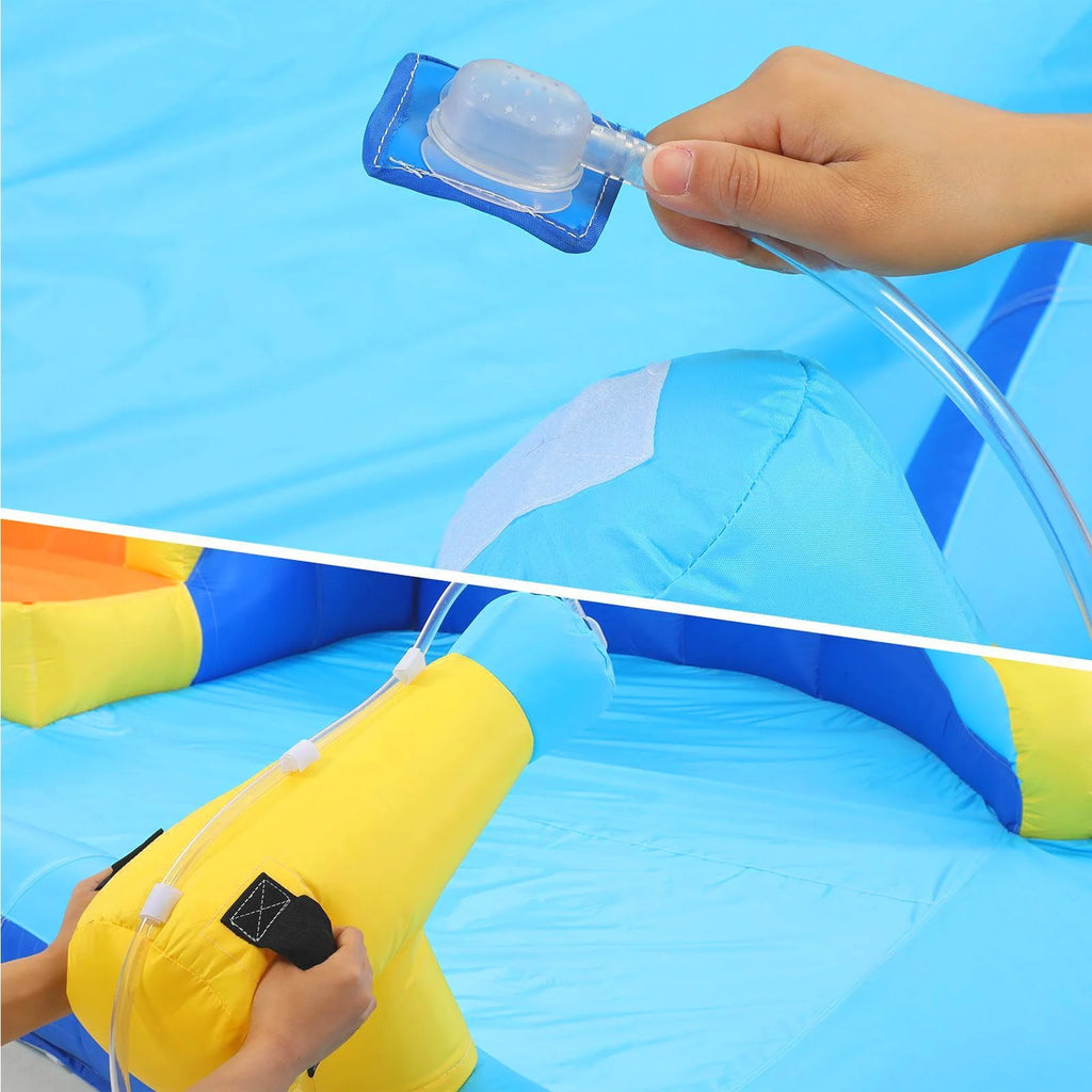 Inflatable Bounce House with Water Slide and Spray Pool E560896
