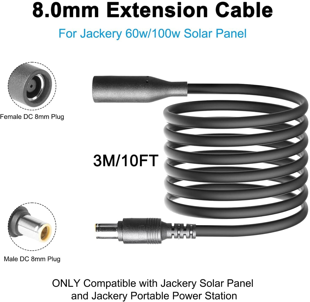 8mm DC Power Plug 10Ft Extension Cable U8547