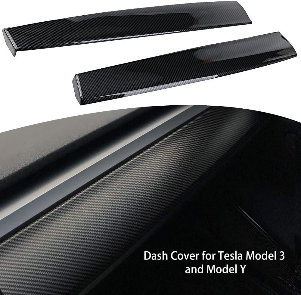 ABS Bright Carbon Fiber Pattern Dash Cover Wrap Cap Pack of 2 U621
