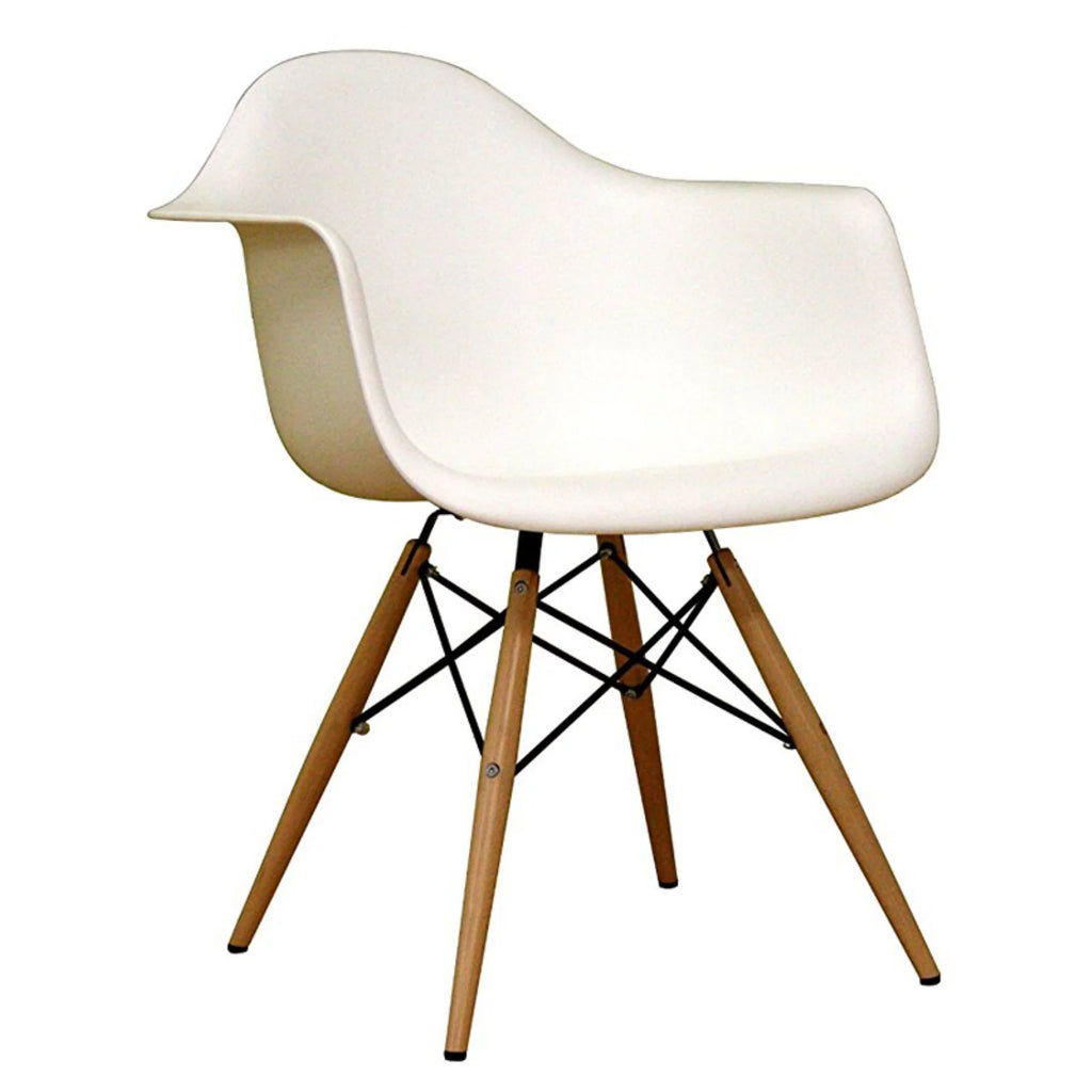 White Plastic and Beech Wood Armchair R6158