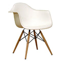 White Plastic and Beech Wood Armchair R6158