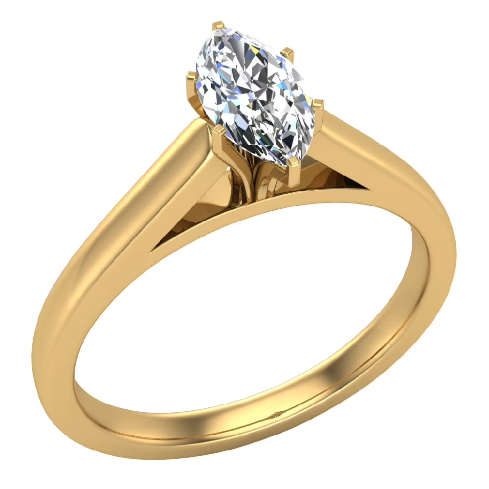 18K Gold Marquise Solitaire Engagement Ring 0.50 Carat E241