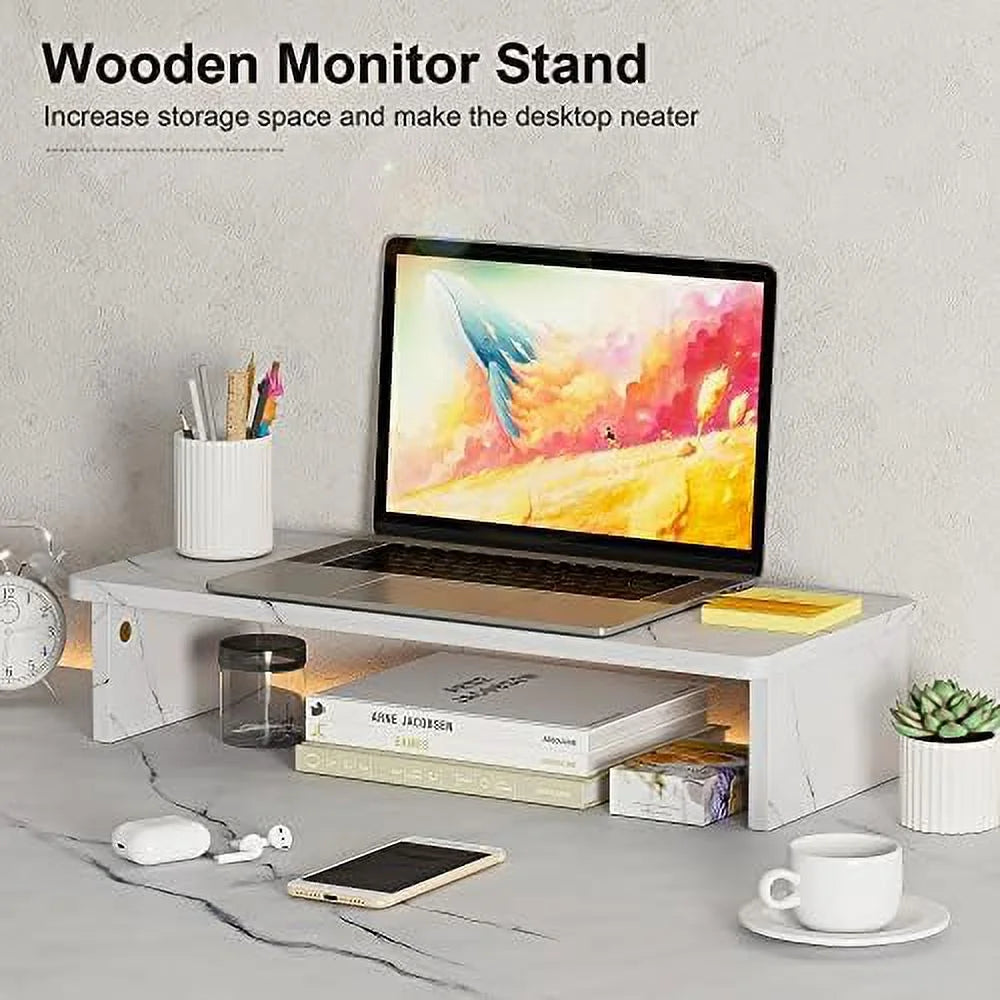 59" L Shaped Corner Computer Desk with Monitor Stand S349405