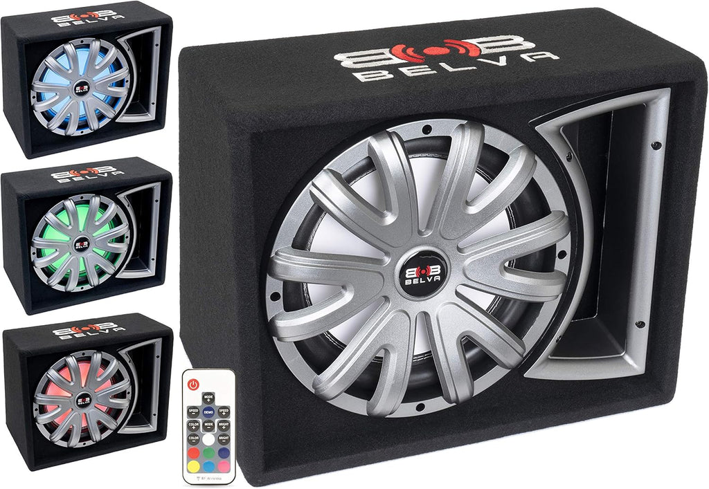 Single 12-inch 750W Loaded Ported Car Subwoofer with Multi-Color LED and Remote F73638