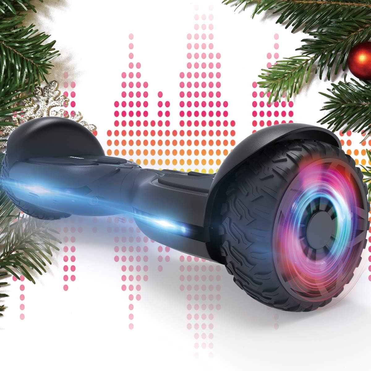 6.5-in Flashing Solid Wheel Electric Self Balancing Scooter with Bluetooth Speaker C8231