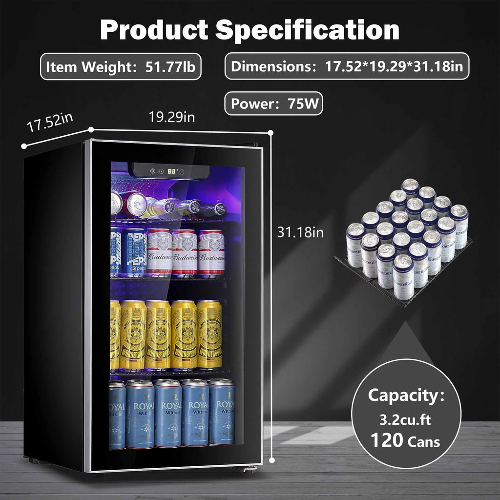 3.2 Cu.ft 120 Can Beverage Refrigerator Cooler K2632