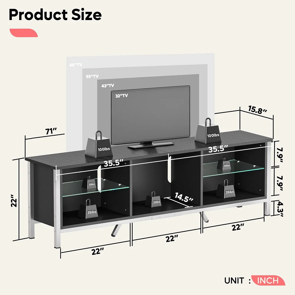 Black TV Stand with LED Lights V586637
